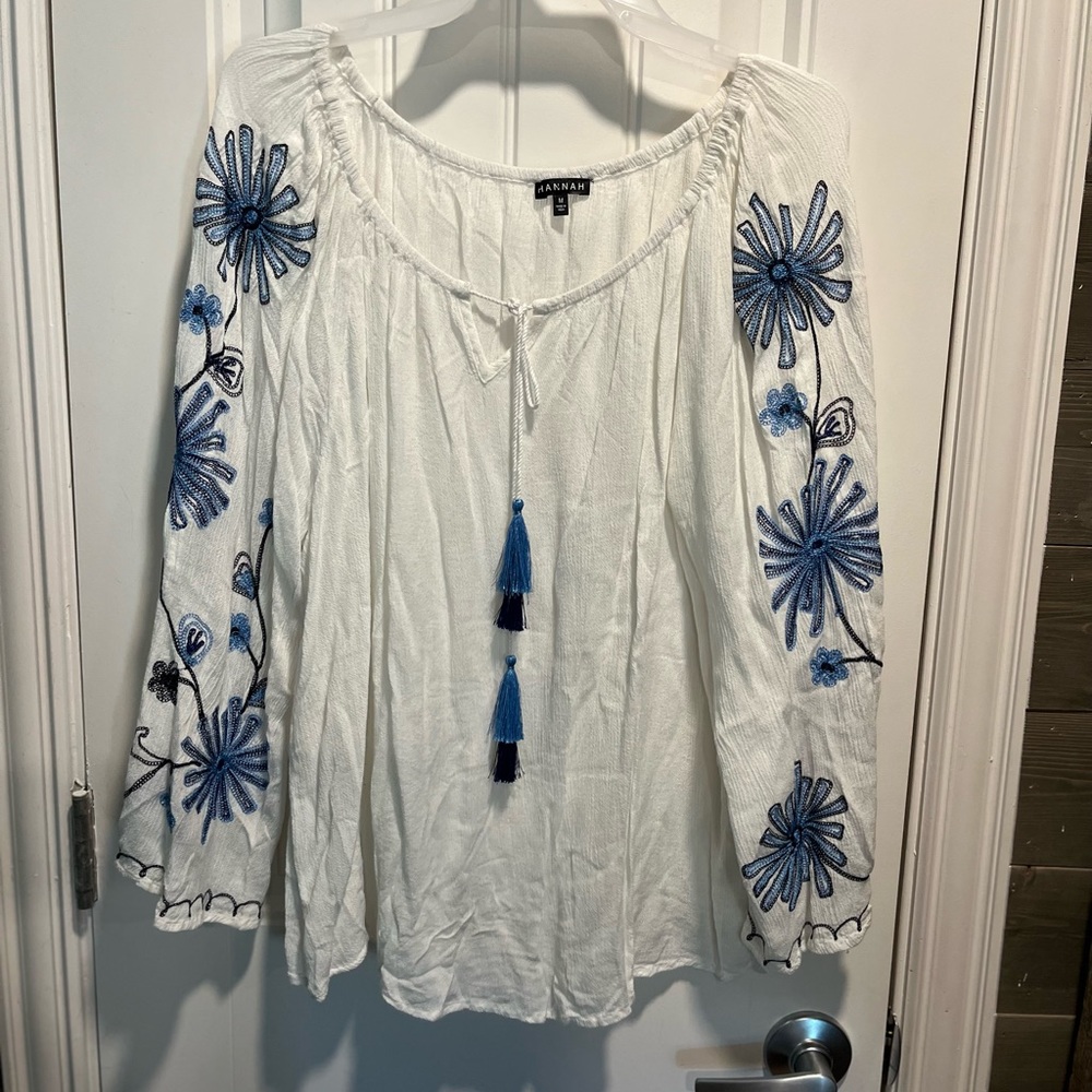 Gauze cool delicate long sleeve  embroidered